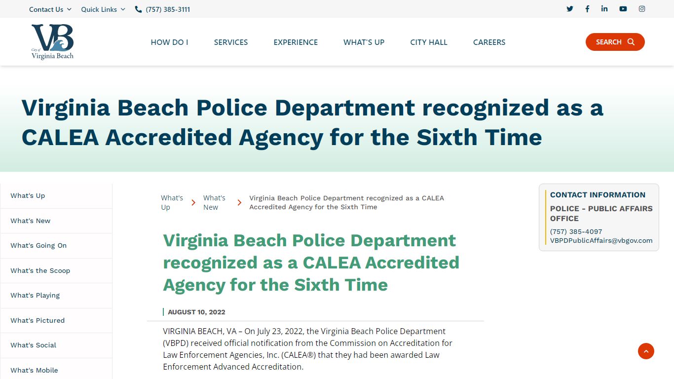 City of Virginia Beach | Virginia Beach Police Department recognized…