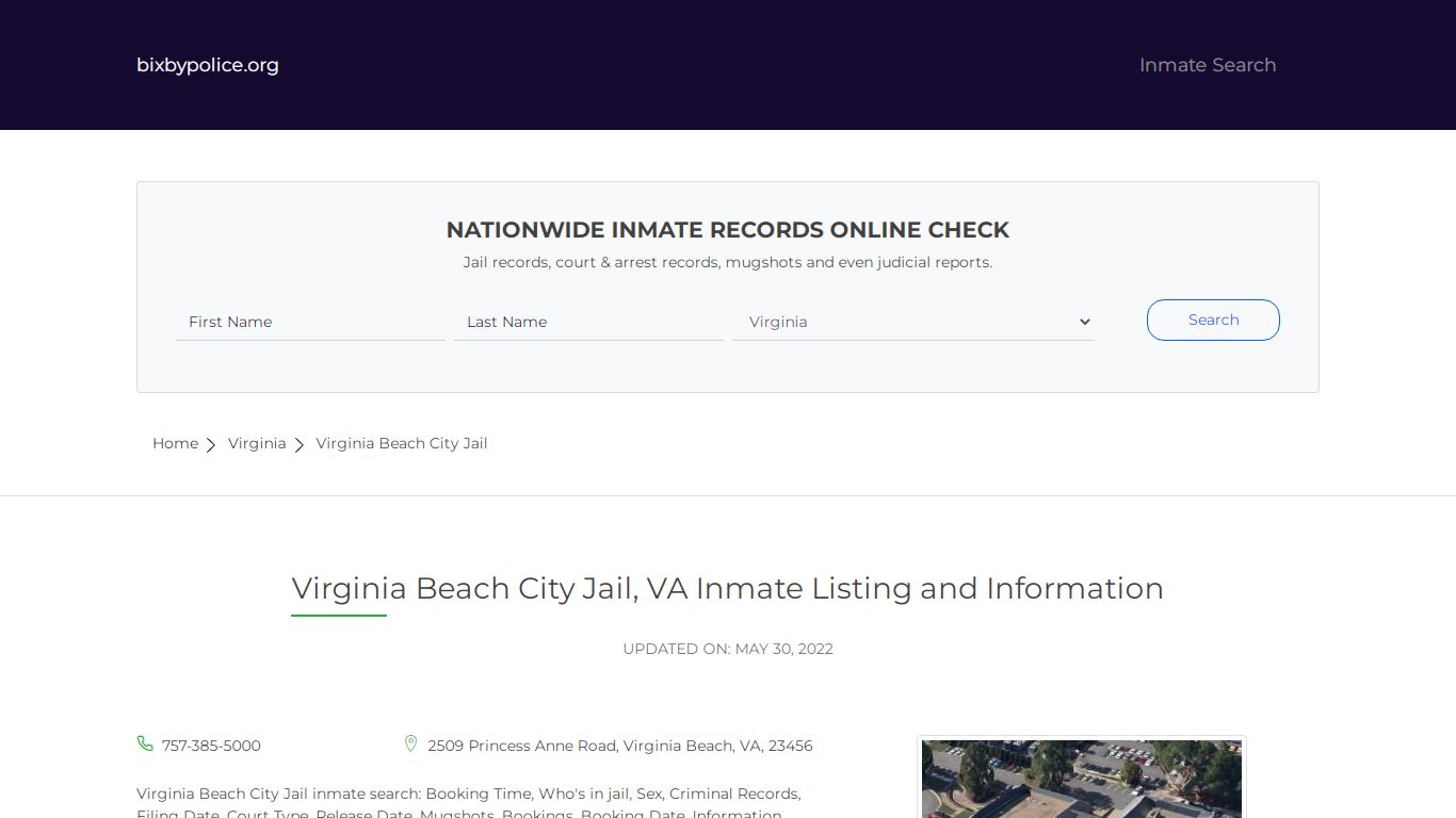 Virginia Beach City Jail, VA Inmate Listing and Information